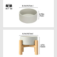 SPUNKYJUNKY Ceramic Elevated Dog Bowls 2 Pack - Medium - 3.6 CUPS*2 / Grey - image 2