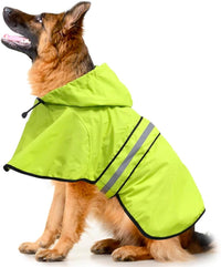 Waterproof Dog Raincoat, Adjustable Pet Rain Coats - Neon Green / X-Large