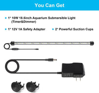 DaToo 4W 7.5inch Submersible Aquarium Light Underwater Fish Tank - 10W 18.5inch (With Timer&Dimmer) - image 2