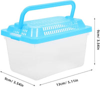 Plastic Turtle Fish Tank with Handle, Clear Aquarium Container for Small Pets, Tortoise Habitat, Goldfish Bowl, Reptile Transport Box, 5.11 X 3.54 X 3.54 Inch