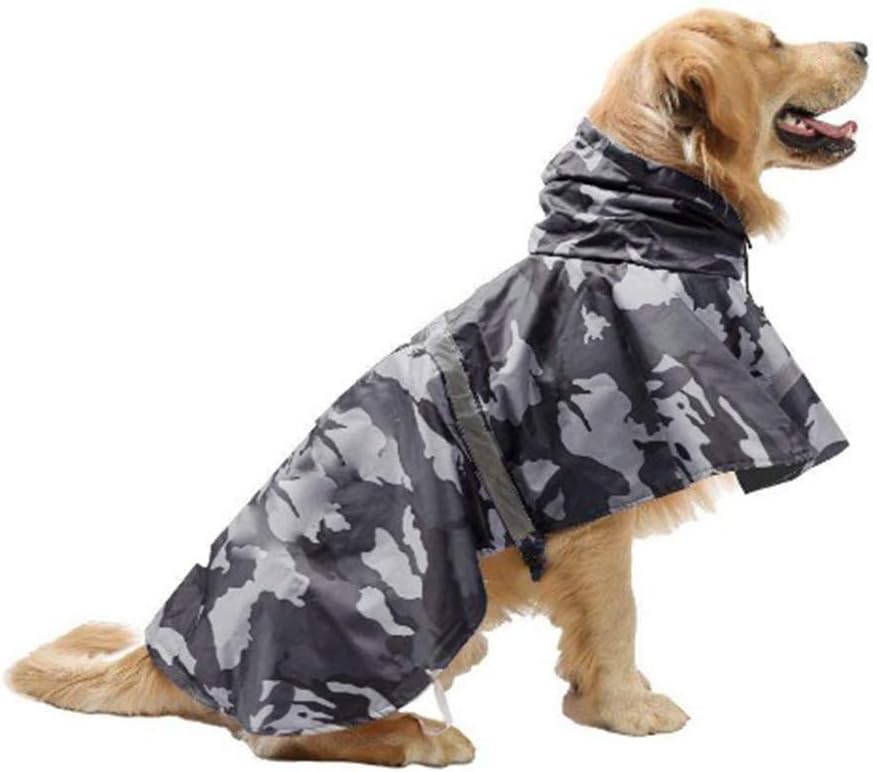 Adjustable Large Dog Raincoat with Strip Reflective - Gray / XL