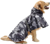 Adjustable Large Dog Raincoat with Strip Reflective - Gray / XL