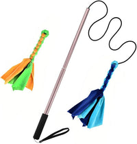 Interactive Dog Toys - Extendable Flirt Pole with 2pcs Squeaky Plush Toy Tugs Red Green for Dog - new coffee