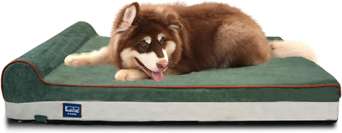 Laifug Orthopedic Memory Foam Extra Large Dog Bed Pillow Durable - 46 x 28 x 8 in (Pack of 1) / Dark Green