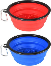 Large Collapsible Dog Bowls - Large,34oz / 34ozSlow Feeder-Blue&Red