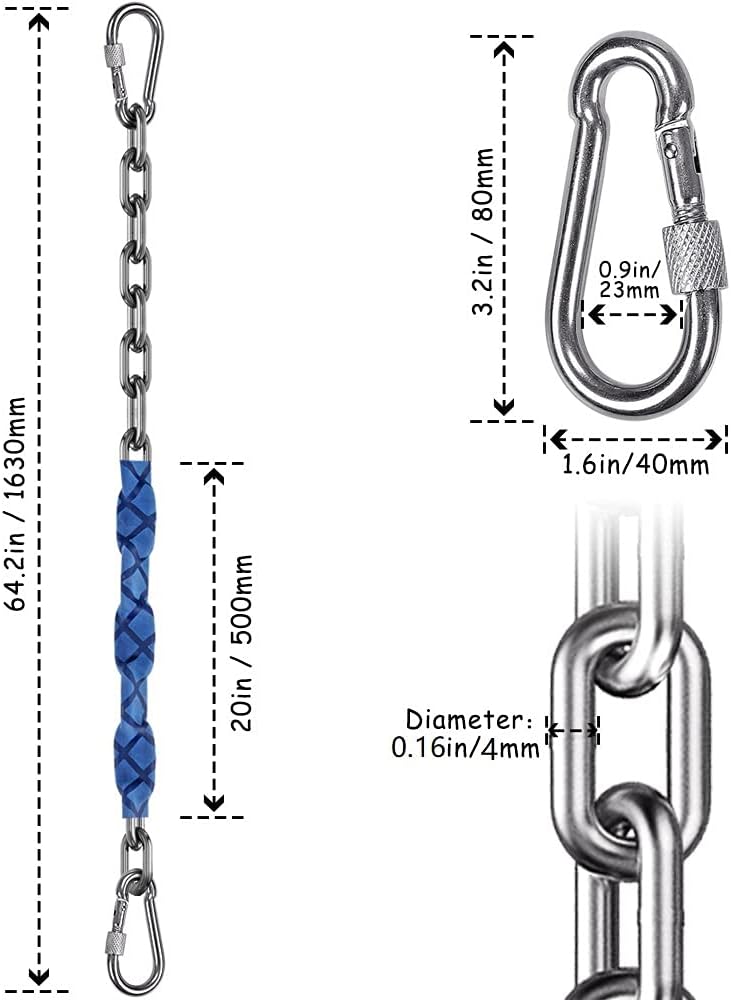 Dakzhou 84 inch stainless steel swing chains with grip sleeves and quick connection buckles - view 16