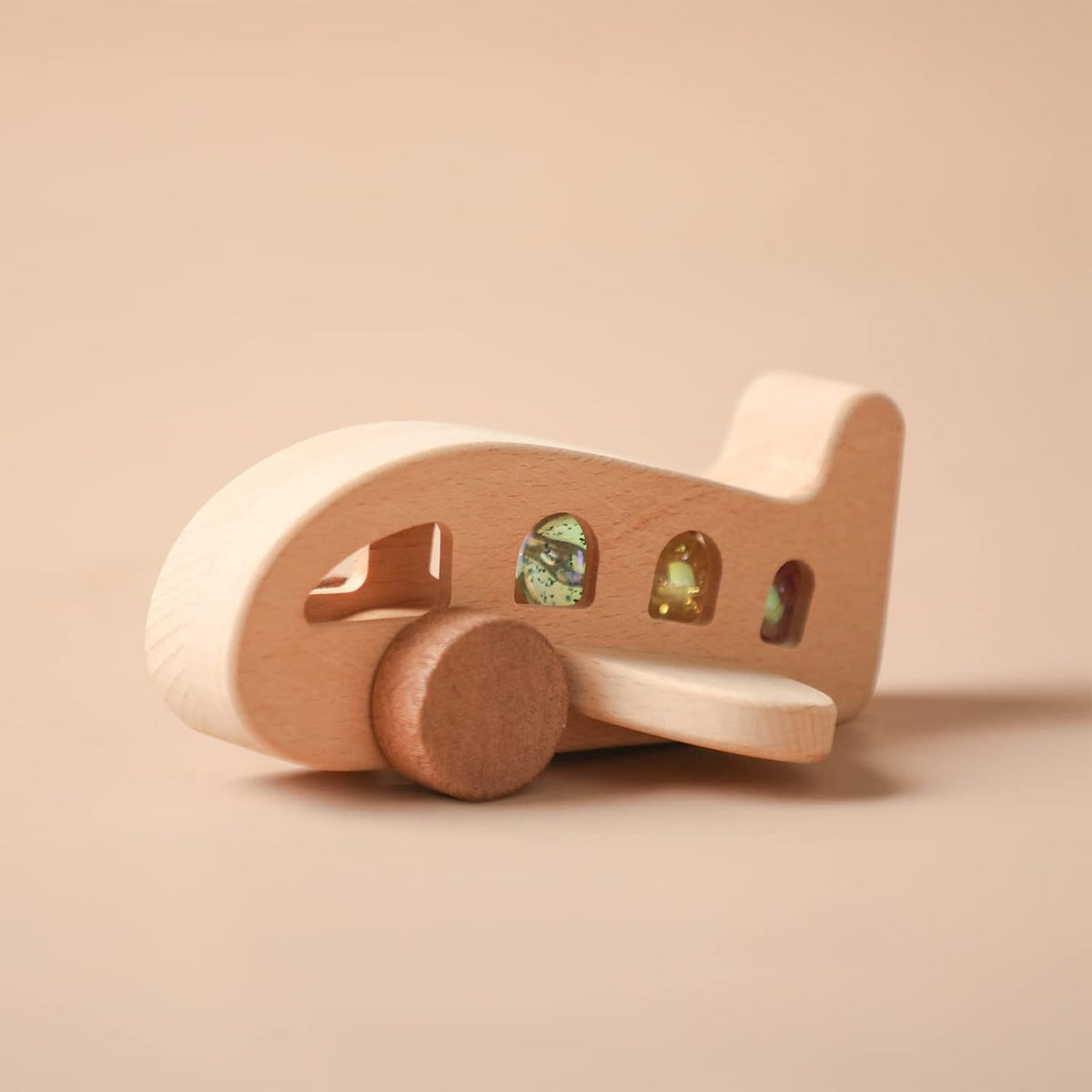 Ibwaae wooden airplane toy for toddlers, beech wood push along plane - view 2