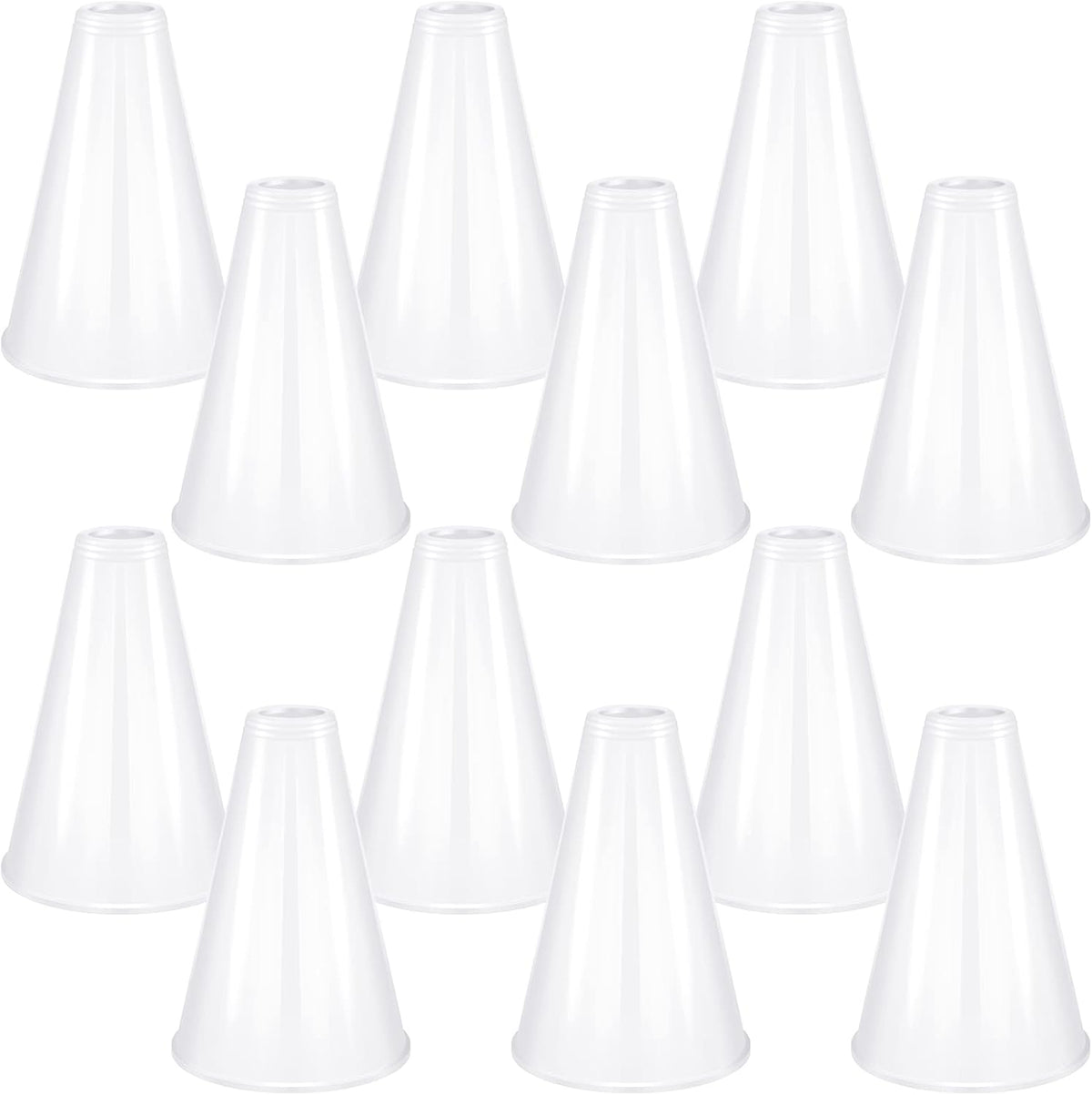 Woanger white plastic cheer megaphones, 12 pack - view 2