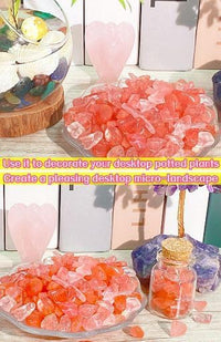 YATOJUZI Cherry Quartz 1LB Aquarium Gravel Rocks Bulk Wholesale Tumbled Crystals Stones Chips Crushed Reiki Energy Balancing Gemstones for Planters Vase Filler Fountain Fish Tank Potted Decor