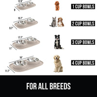 GORILLA GRIP Dog Bowl Set with Feeding Mat - Beige / 2 Cup Bowls - image 3