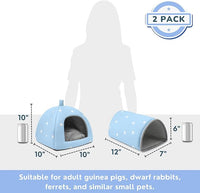 Guinea Pig Hideout and Tunnel Set, Soft Plush Bed & Play Tunnel for Guinea Pigs, Rabbits, Ferrets, Small Animals - Washable Accessories for Resting, Hiding, Exercising