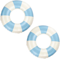 Rugwioyu pool tubes for kids, two round blue and white inflatable swim rings