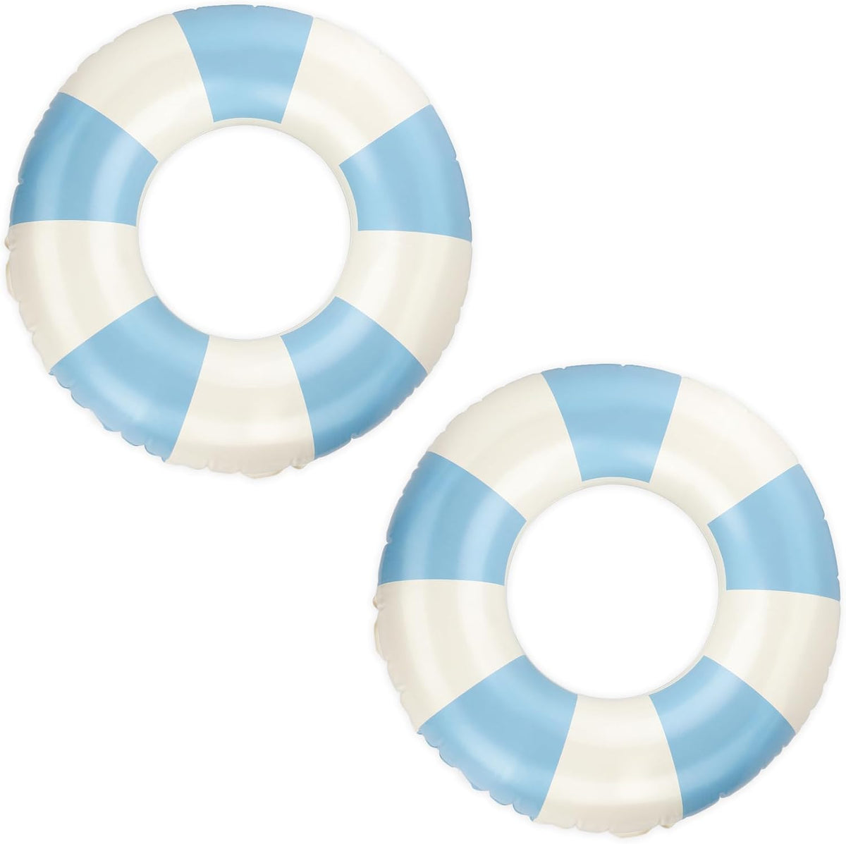 Rugwioyu pool tubes for kids, two round blue and white inflatable swim rings