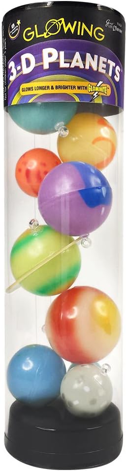Glow in the Dark 3D Planets Tube, Solar System Décor Kit