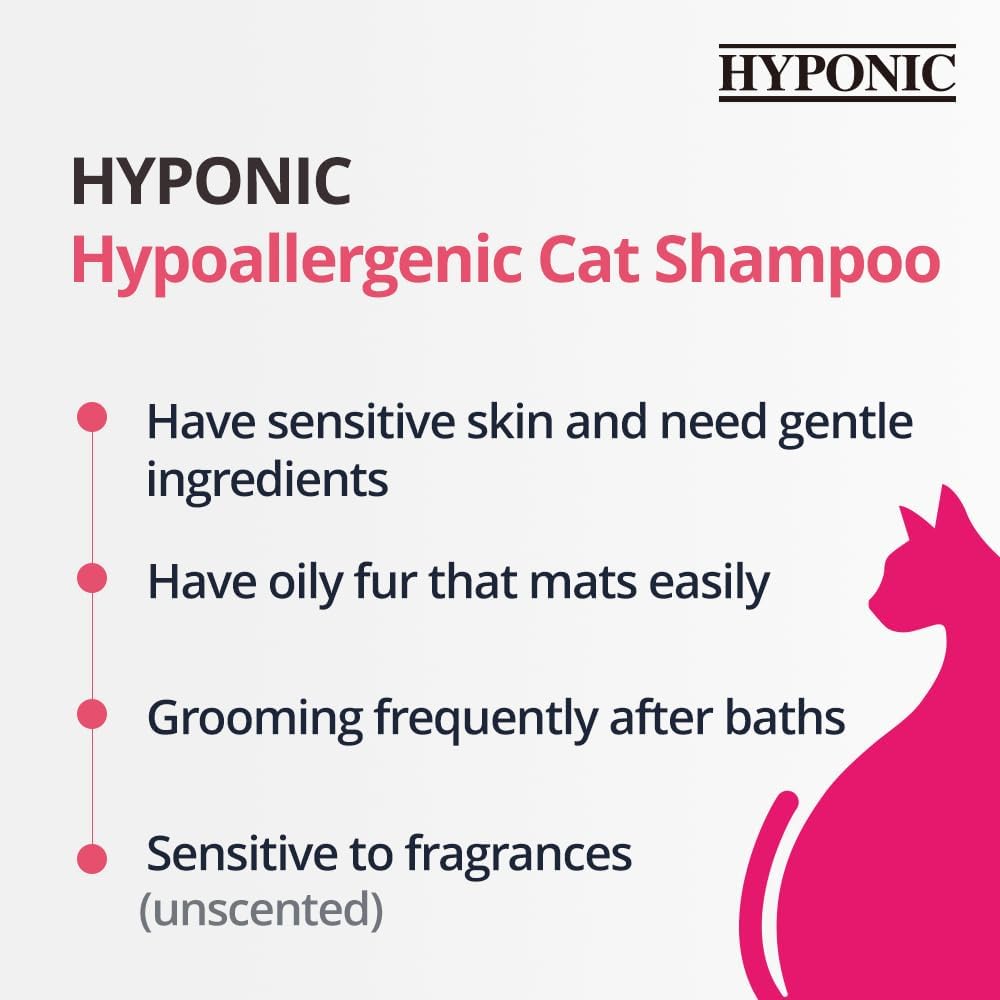 HYPONIC Hypoallergenic Premium Shampoo for All Cats - Unscented (10.14 oz) - image 2