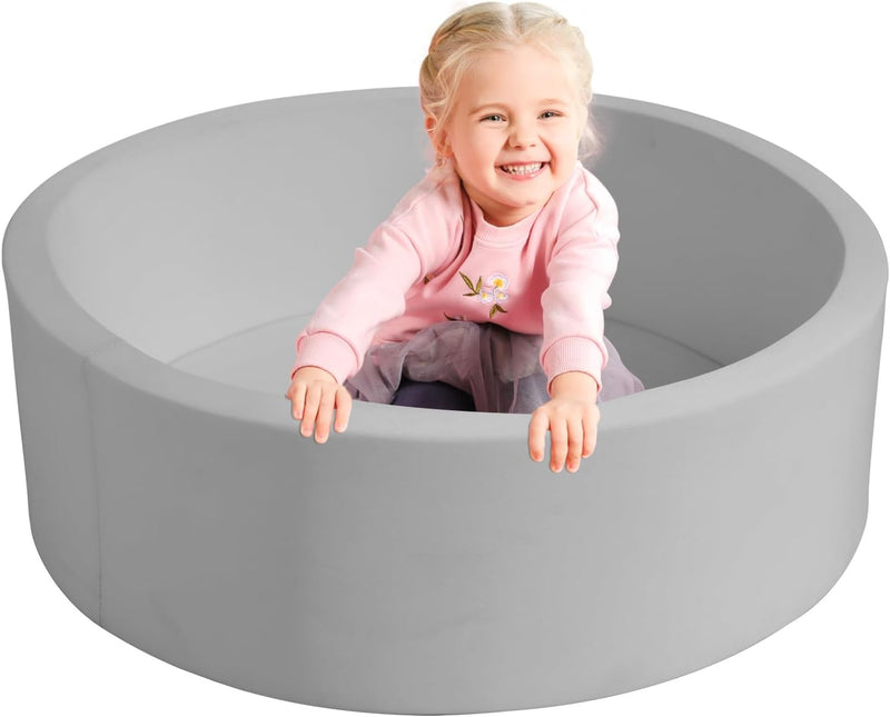 TRENDBOX Foam Ball Pit, 36" x 12" Indoor Soft Ball Pool for Kid，Light Grey – Fun for Kids & Family - Light Grey / 90CM