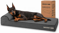 The Dog’s Bed Orthopedic Memory Foam Dog Bed with Headrest XL 6-Inch – Essentials for Dogs - Grey with Black Trim / XXL (54"L x 36"W x 4"Th)