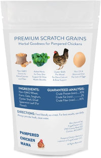 Pampered Chicken Mama Backyard Feed - Premium Scratch Treat - High Protein & Calcium All-Natural Grower Feed Supplies for Laying Chickens (2.5 Pounds)