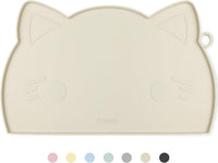 Coomazy Cat Food & Water Mat Thicker Non-Slip Silicone Mat - Beige / 17.7''L x 10''W