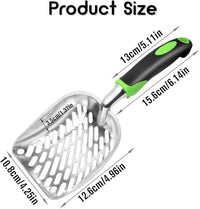 Cat Litter Scoop-Metal Cat Scooper-Long Handle Scoop,Cat Scooper-Poop Sifting-Mesh Shovel-Suitable for Cat Litter Box(Green)