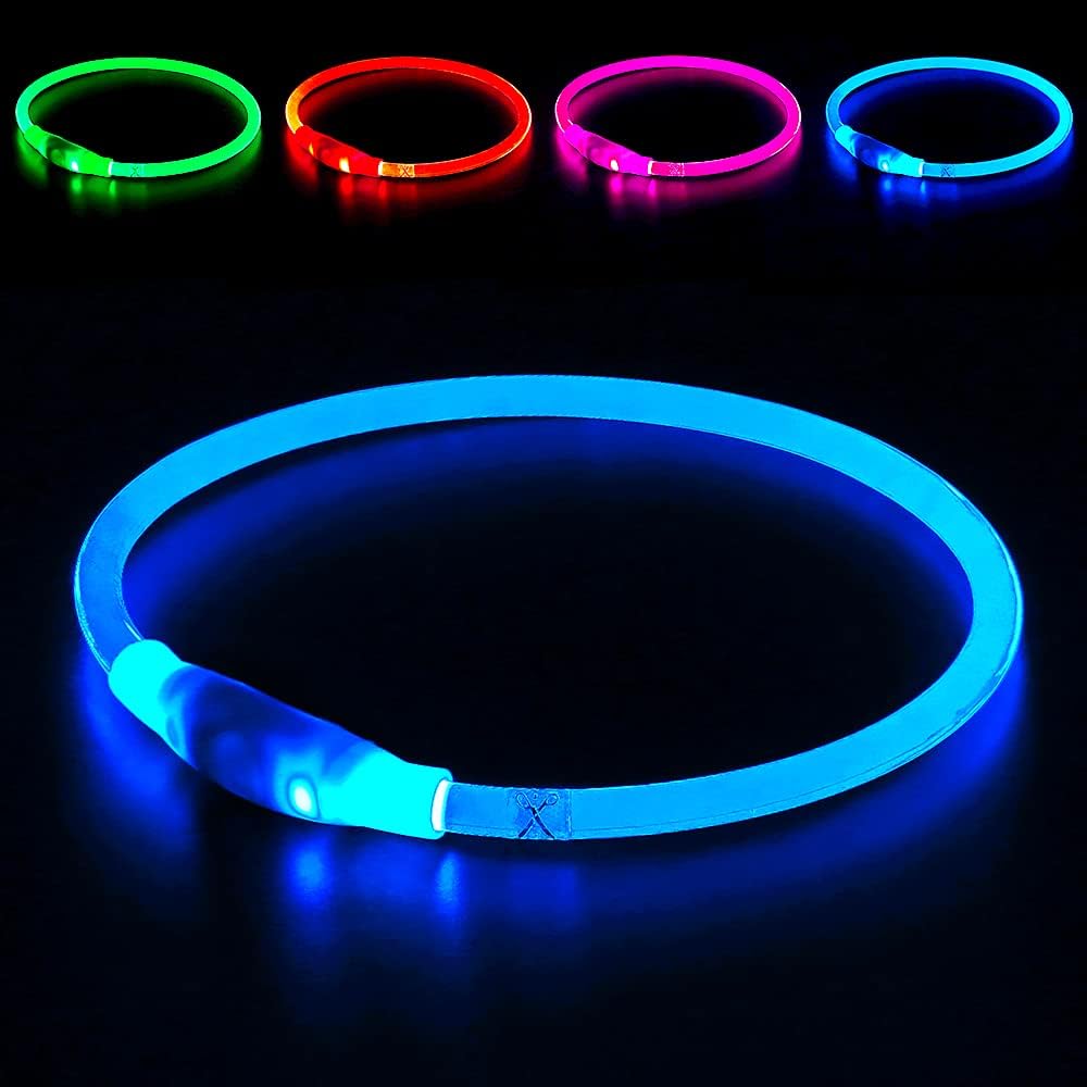 Led Dog Collar, BSEEN USB Rechargeable Flash Light up Dog Collar – Essentials for Dogs - Blue
