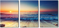 Wieco Art 3 Piece Sea Waves Canvas Prints Modern Seascape Artwork Landscape Pictures Paintings on Stretched Canvas Wall Art for Living Room Home Decorations