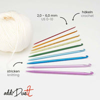 addi addiDuett 3.5mm lime crochet hook with knitting needle tip, about 6 inches long - view 6