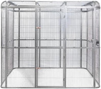 SENY Heavy Duty Large Walk-in Bird Aviary Cage, 79H x 86W x 62D inches, for Parrots, Macaws, Cockatoos, Reptiles, Dogs, Birds Flight Cage. (Silver Black, Wire Size: 0.14")