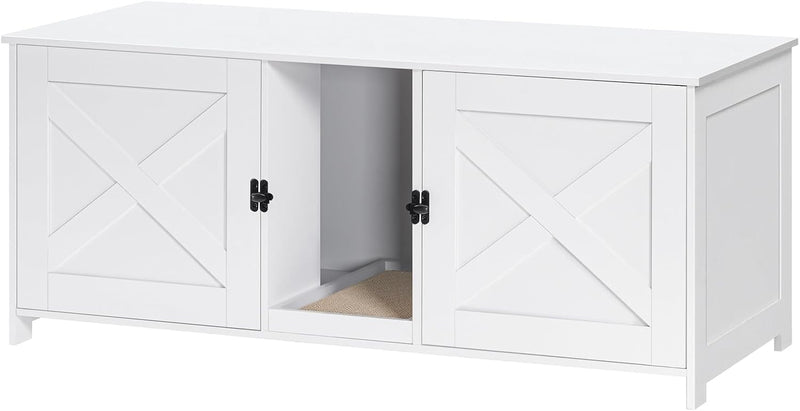 MAHANCRIS Cat Litter Box Enclosure for 2 Cats - White