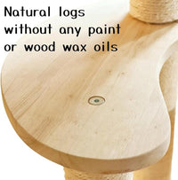 Modern Wood Rattan Cat Tree for Large Cats, Luxury Multi-Level Oak Solid Wood Cat Trees Towers，w/3 Weaving Cat Nests & Washable Cushions, Sisal Scratching Posts, for Indoor Large Cats-No paint/wax oil