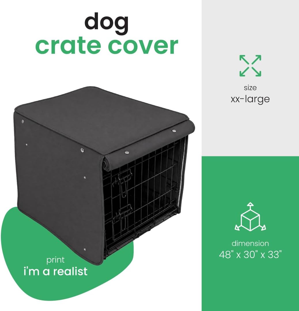 Molly Mutt Tan Dog Crate Cover, Non-Toxic & 100% Cotton - I'm a Realist / 48.0"L x 30.0"W x 33.0"H - image 2