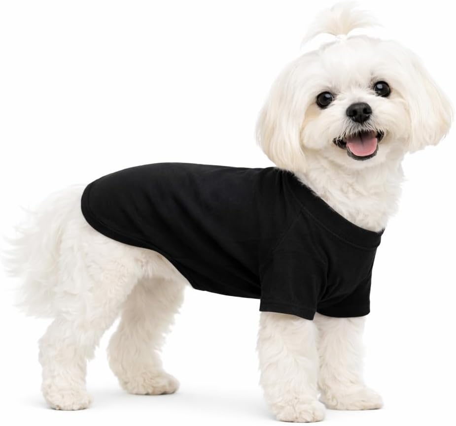 Lovelonglong Pet Clothing Dog Costumes Basic Blank T-Shirt Tee Shirts - M (-9lbs) / Black