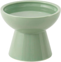 Extra Wide Elevated Ceramic 6.2" Shallow Cat Food Bowl – Essentials for Cats - Sage Green-Deeper