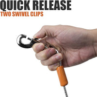 BV Dog Tie Out Cable 25 Feet - Heavy Duty Dog Lead up to 90 Pounds - Reflective & Rust-Free with Quick Release Swivel Clips & 360° Rotating Clasp - Tangle-Free Dogs Runner for Yard (Silver, Single)