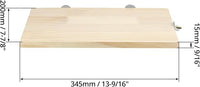 QWORK 13.6" x 7.9" Natural Wood Rectangle Stand for Bird Cages Suitable for Parakeets, Cockatiels, and Small Animals Easy Install with Stainless Steel Hardware 2 Pcs