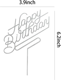 Black acrylic Happy Birthday cake topper on a frosted birthday cake - view 14
