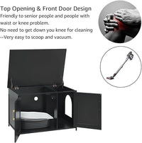 unipaws Black Top Opening Cat Litter Box Enclosure, Flip Top XL Extra Large Cat Box Furniture, Friendly to Elderly People, High Jumbo Automatic Litter Box Cover Hidden for Large Cat