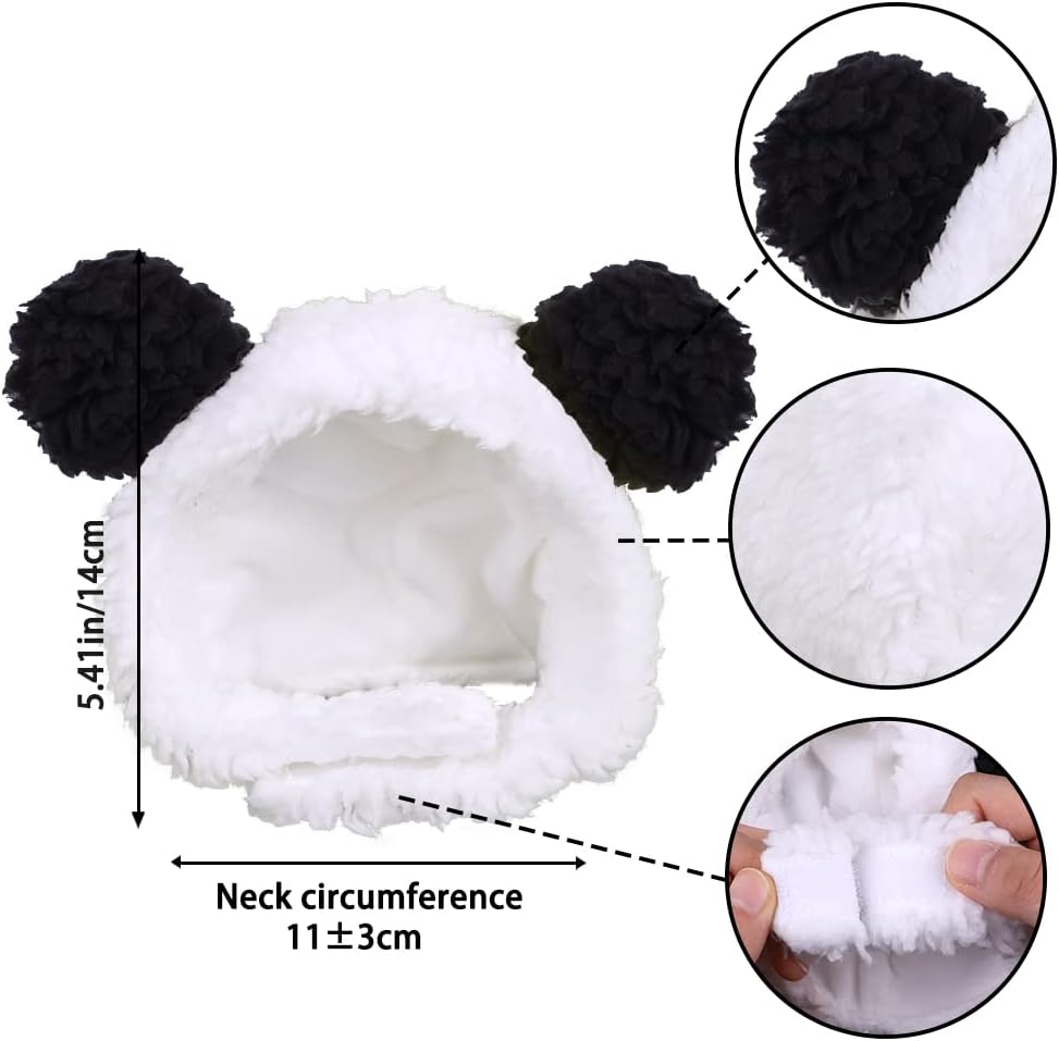 JOICEE Cute Cat Costume Warm Bear Hat Adjustable Small Pet Headwear - Black&White - image 3