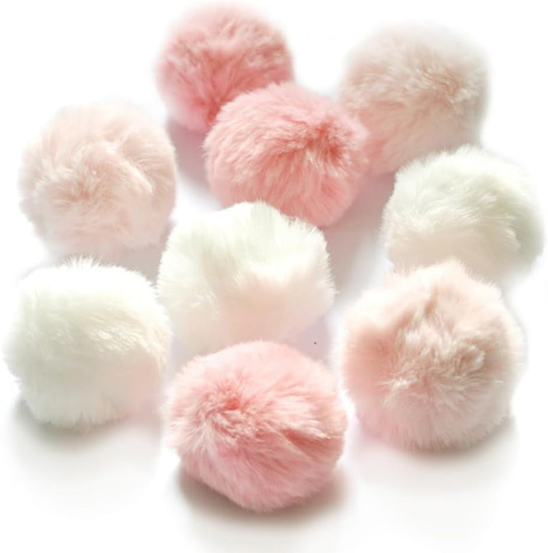 Cat Toys Furry Ball with Bell for Cats Kitty Rabbit Tails) – Essentials for Cats - Pink (with bell)