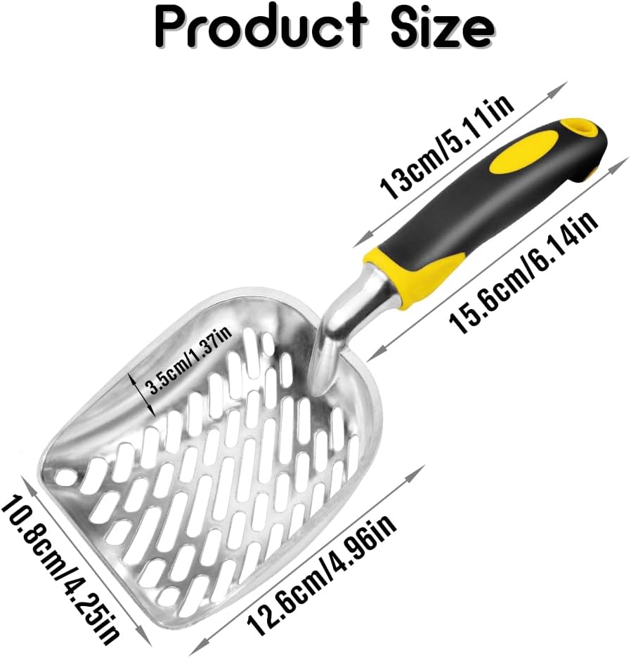 Cat Litter Scoop-Metal Litter Scooper-Kitty Metal Scooper-Long Handle – Daily Care for Cats - L / Yellow - image 2