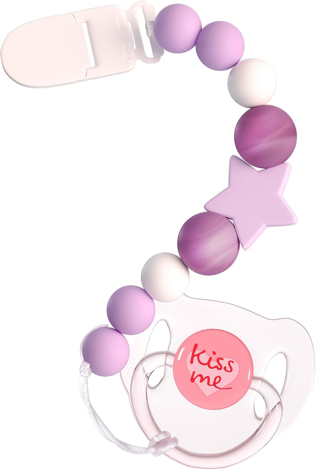 Aori pink magnetic pacifier and clip for reborn baby dolls - view 4