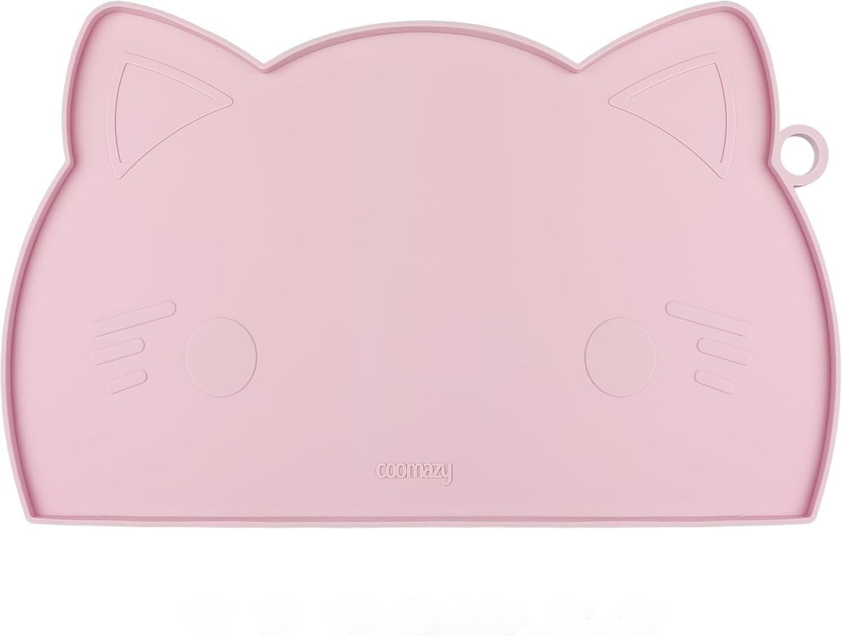 Coomazy Cat Food & Water Mat Thicker Non-Slip Silicone Mat - Pink / 17.7''L x 10''W