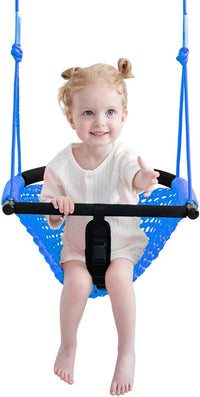 2 -in - 1 Toddler Swing. Swing Seat for kids Adjustable Ropes, for Kids Heavy Duty Rope Play - Blue