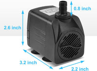 DaToo 50GPH 3W Small Submersible Water Pump Mini Fountain Pump Ultra - 25W 400GPH (With 5ft Free Tubing) - image 2