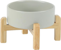 Ceramic Raised Dog and Cat Bowl Set, 2 Heights Elevated Stand, Food and Water Bowl for Small Breed Dogs, Cats, Kitty, Weighted Dog Dishes, Pet Bowls(5.1'',13.5oz, Grey)