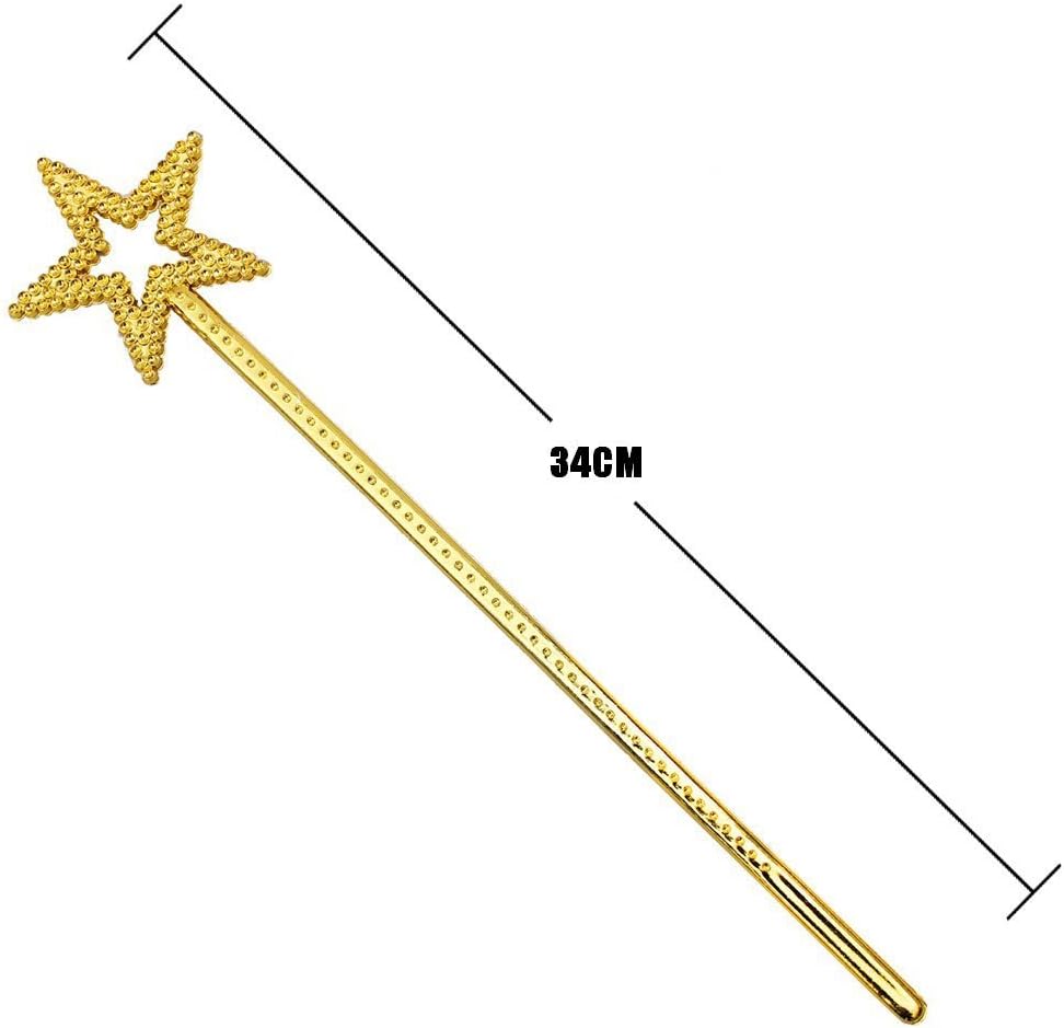AKOAK Star Wand,13 Inches Gold Fairy Princess Angel Wand – Fun for Kids & Family - image 2