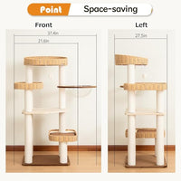 48'' Cat Tree for Large Cats, Modern Cat Tree Multi-Level Condo with Natural Wood, Cat Activity Centre for Medium and Big Pets
