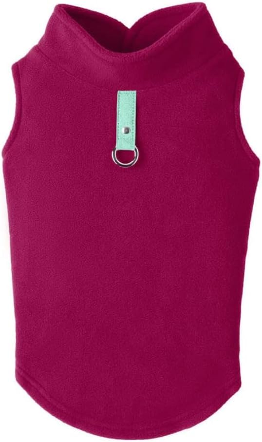 Gooby Fleece Vest Dog Sweater - Fuchsia / Small (Around 6-lb)