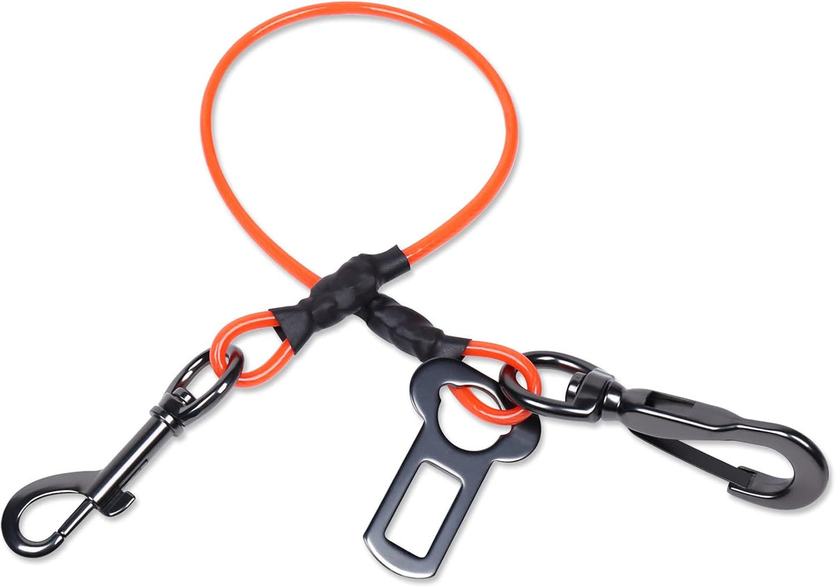 VIVAGLORY Dog Seatbelt Tuffbelt Dog Car Harness, XS - 22 Inch / Orange