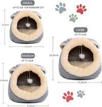 Cat Beds for Indoor Cats-Rabbit-Shaped Cat Cave Bed with Hanging Toy - Rabbite Gray / Rabbite / M - image 2